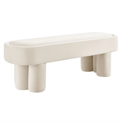 Mossi 52" Oval Bench in Alabaster White Performance Velvet