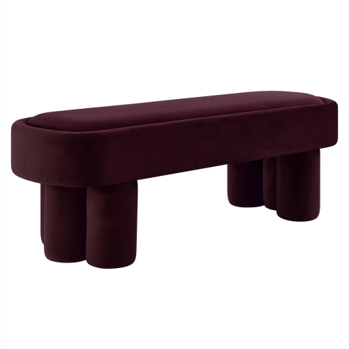 Mossi 52" Oval Bench in Mulberry Red Performance Velvet