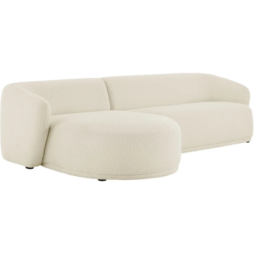 Monica 2 Piece Modular Sofa w/ Left Facing Chaise in Cream Fabric