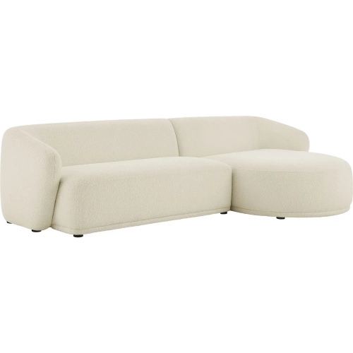 Monica 2 Piece Modular Sofa w/ Right Facing Chaise in Cream Fabric