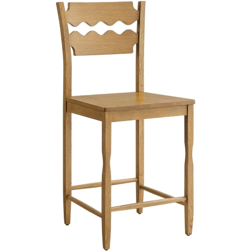 Jax Wavy Razor Back Counter Stool in Weathered Oak Finish Oak