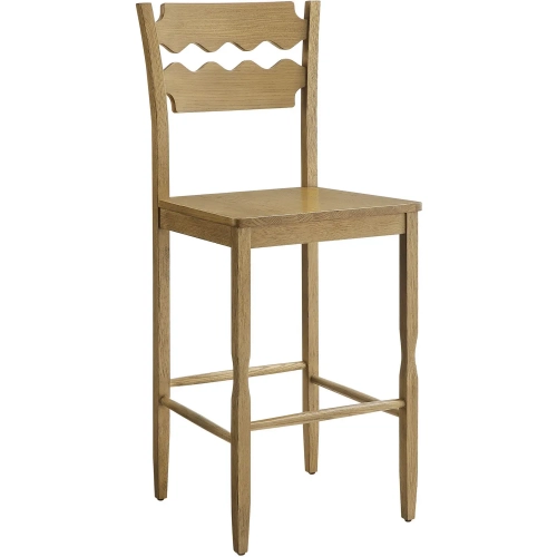 Jax Wavy Razor Back Bar Stool in Weathered Oak Finish Oak
