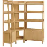Bixby 3 Piece Corner Wide & Narrow Bookcase Set in Oak Finish