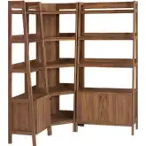 Bixby 3 Piece Corner Wide & Narrow Bookcase Set in Walnut Finish