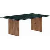 Amistad Coffee Table in Green Marble & Walnut Finish Wood