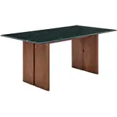 Amistad 72" Dining Table in Green Marble & Walnut Finish Wood