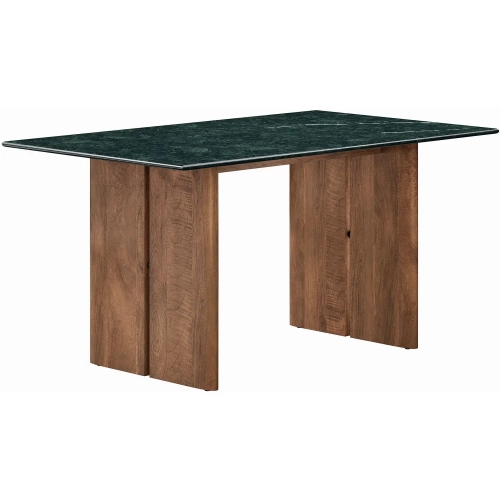 Amistad 60" Dining Table in Green Marble & Walnut Finish Wood