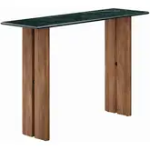 Amistad 46" Console Table in Green Marble & Walnut Finish Wood