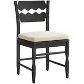 Jax Wavy Razor Back Dining Chair in Black Oak & Linen White Fabric