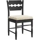 Jax Wavy Razor Back Dining Chair in Black Oak & Oatmeal Stripe Fabric