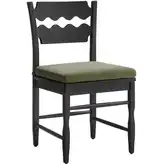 Jax Wavy Razor Back Dining Chair in Black Oak & Sage Green Fabric