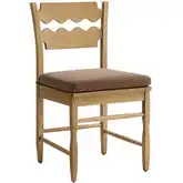 Jax Wavy Razor Back Dining Chair in Weathered Oak & Brown Fabric