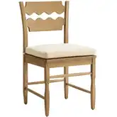 Jax Wavy Razor Back Dining Chair in Weathered Oak & Linen Fabric