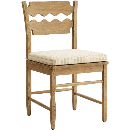 Jax Wavy Razor Back Dining Chair in Weathered Oak & Oatmeal Fabric