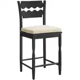 Jax Wavy Razor Back Counter Stool in Black Oak & Linen White Fabric