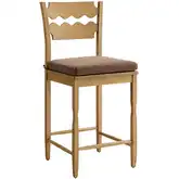 Jax Wavy Razor Back Counter Stool in Weathered Oak & Brown Fabric