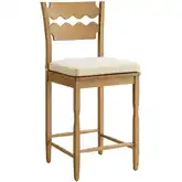Jax Wavy Razor Back Counter Stool in Weathered Oak & Linen Fabric