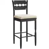 Jax Wavy Razor Back Bar Stool in Black Oak & Linen White Fabric
