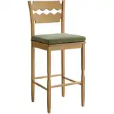 Jax Wavy Razor Back Bar Stool in Weathered Oak & Sage Green Fabric