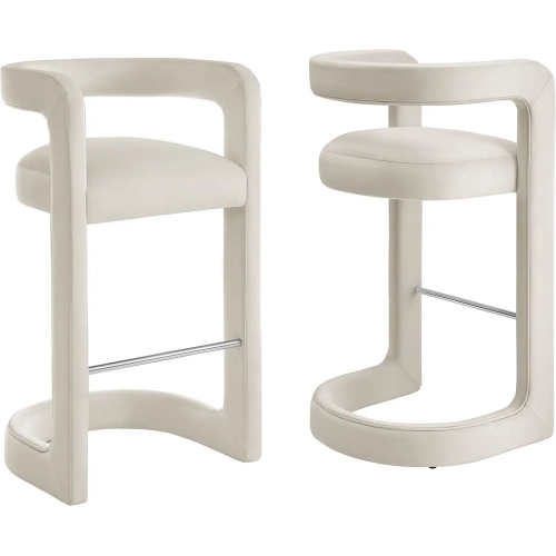 Winslow Bar Stool in Alabaster Off White Performance Velvet (Set of 2)