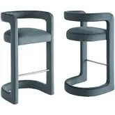 Winslow Bar Stool in Cadet Blue Performance Velvet (Set of 2)