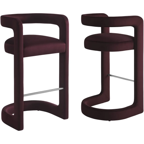 Winslow Bar Stool in Mulberry Purple Performance Velvet (Set of 2)