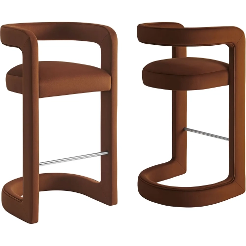 Winslow Bar Stool in Rust Red Performance Velvet (Set of 2)