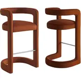 Winslow Bar Stool in Rust Red Performance Velvet (Set of 2)