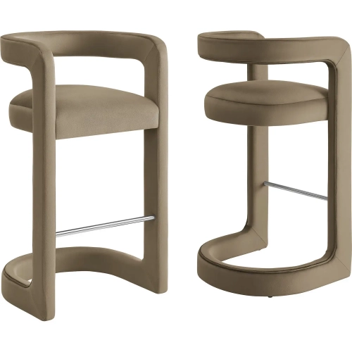Winslow Bar Stool in Taupe Brown Performance Velvet (Set of 2)