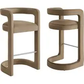 Winslow Bar Stool in Taupe Brown Performance Velvet (Set of 2)