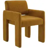 Daven Dining Arm Chair in Copper Brown Fabric