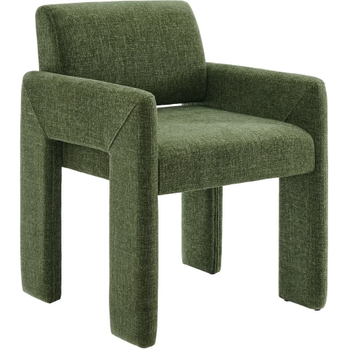 Daven Dining Arm Chair in Foliage Green Fabric