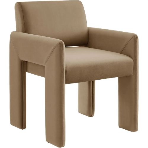 Daven Dining Arm Chair in Taupe Brown Performance Velvet