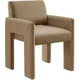 Daven Dining Arm Chair in Taupe Brown Performance Velvet