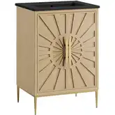 Awaken 24" Bathroom Vanity in Oak Finish & Black Ceramic