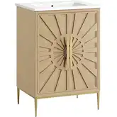 Awaken 24" Bathroom Vanity in Oak Finish & White Ceramic