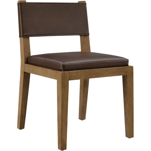 Calder Dining Chair in Wood & Espresso Brown Vegan Leather