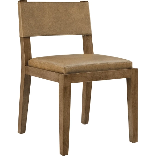 Calder Dining Chair in Wood & Toast Brown Vegan Leather