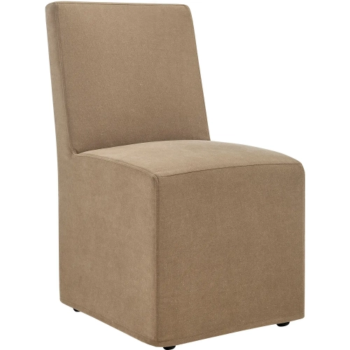 Tessera Slipcovered Dining Chair in Almond Brown Fabric
