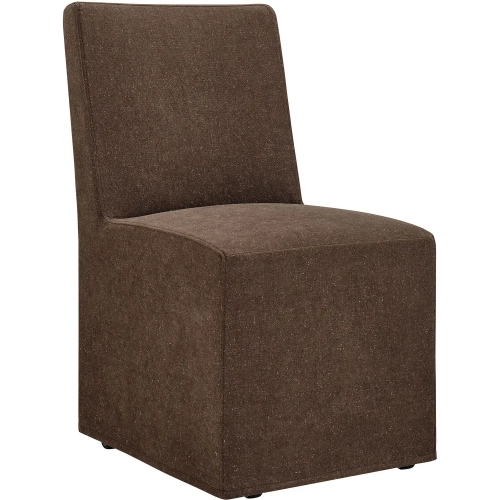 Tessera Slipcovered Dining Chair in Cocoa Brown Fabric