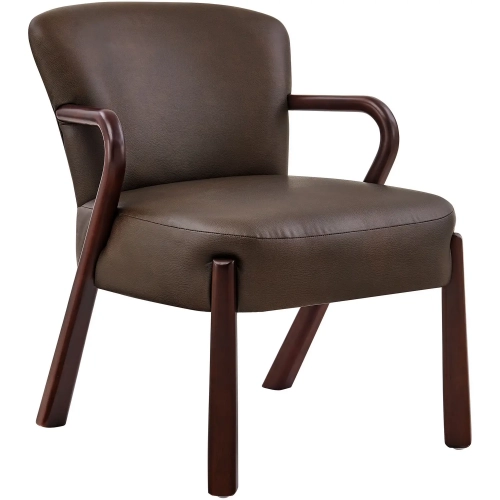 Arden Accent Arm Chair in Espresso Brown Vegan Leather & Wood