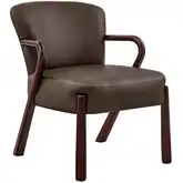 Arden Accent Arm Chair in Espresso Brown Vegan Leather & Wood