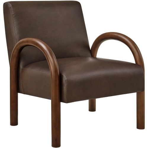 Lunet Accent Chair in Espresso Brown Vegan Leather & Wood