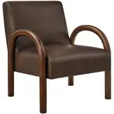Lunet Accent Chair in Espresso Brown Vegan Leather & Wood