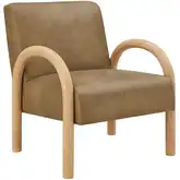 Lunet Accent Chair in Toast Brown Vegan Leather & Wood