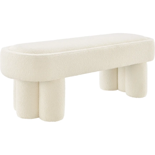 Mossi 52" Oval Bench in Cream White Fabric