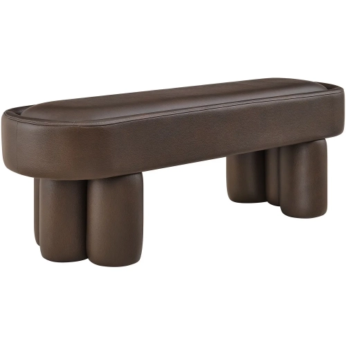 Mossi 52" Oval Bench in Espresso Brown Vegan Leather