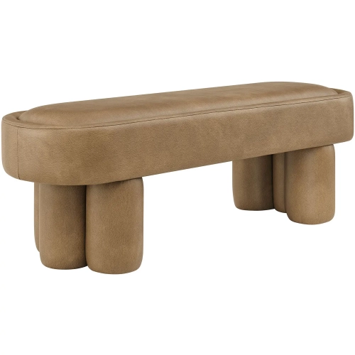 Mossi 52" Oval Bench in Toast Brown Vegan Leather