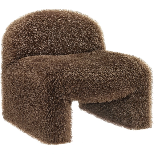 Mina Accent Chair in Brown Faux Fur