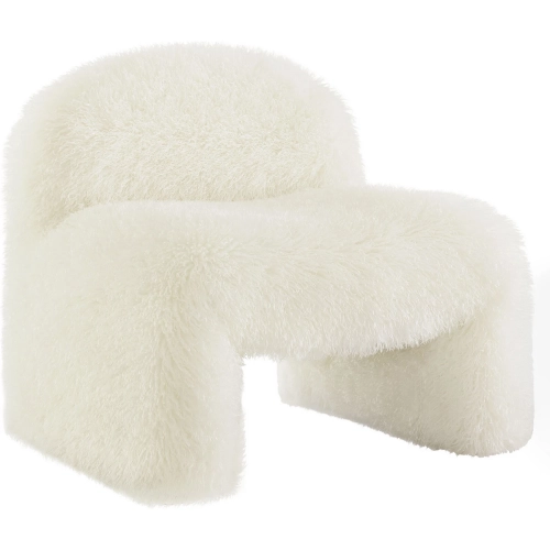 Mina Accent Chair in White Faux Fur